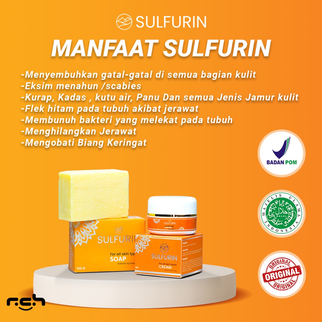 Sulfurin obat gatal kulit eksim scabies panu selangkangan sulfur belerang original bpom