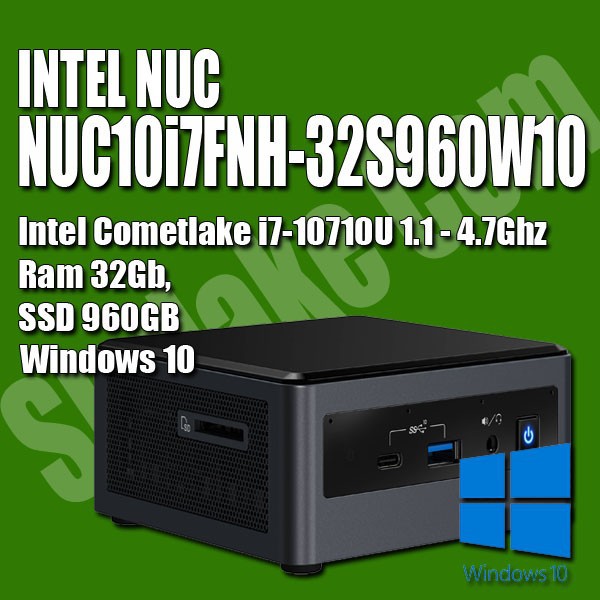 INTEL NUC NUC10i7FNH-32S960W10 (RAM 32GB SSD 960GB WIN10) MINI PC I7