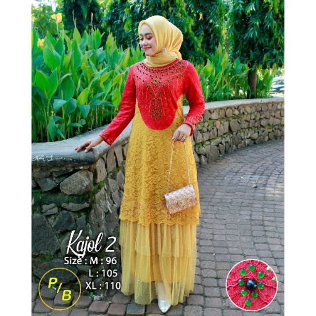 SET KEBAYA GAMIS KAJOL / KEBAYA BRUKAT KOMBINASI PAYET / PROMO PAKAIAN MODREN