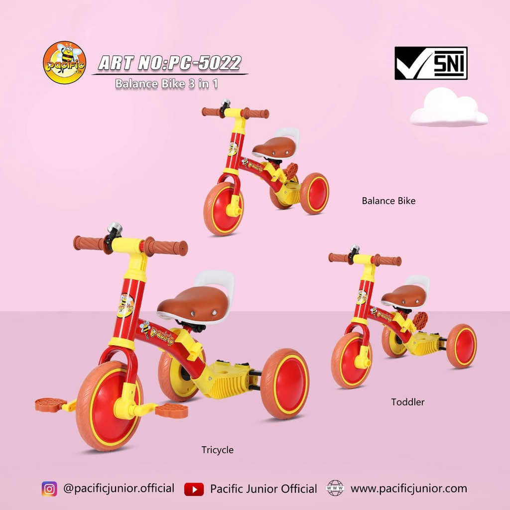 Exotic ET-709 ET709 ( 4 in 1 ) Bisa Jadi Balance Bike Push Bike Sepeda Anak Roda Tiga ET 5511 ET5511 ET 5512 ET5512