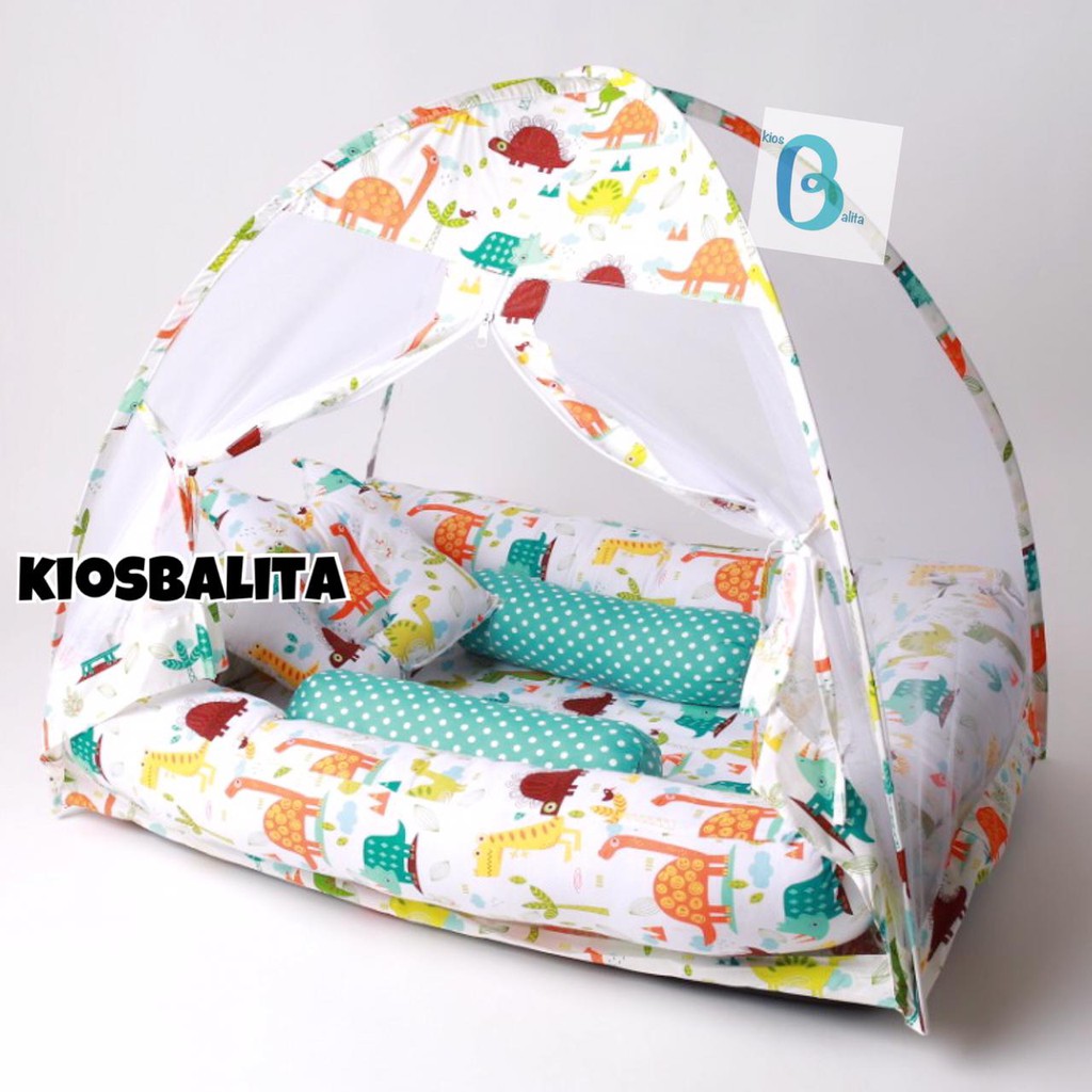 KASUR BAYI TENDA KELAMBU / KASUR BABY KELAMBU SET BANTAL FREE BANTAL PEYANG CROWN  + 2  GULING BABY