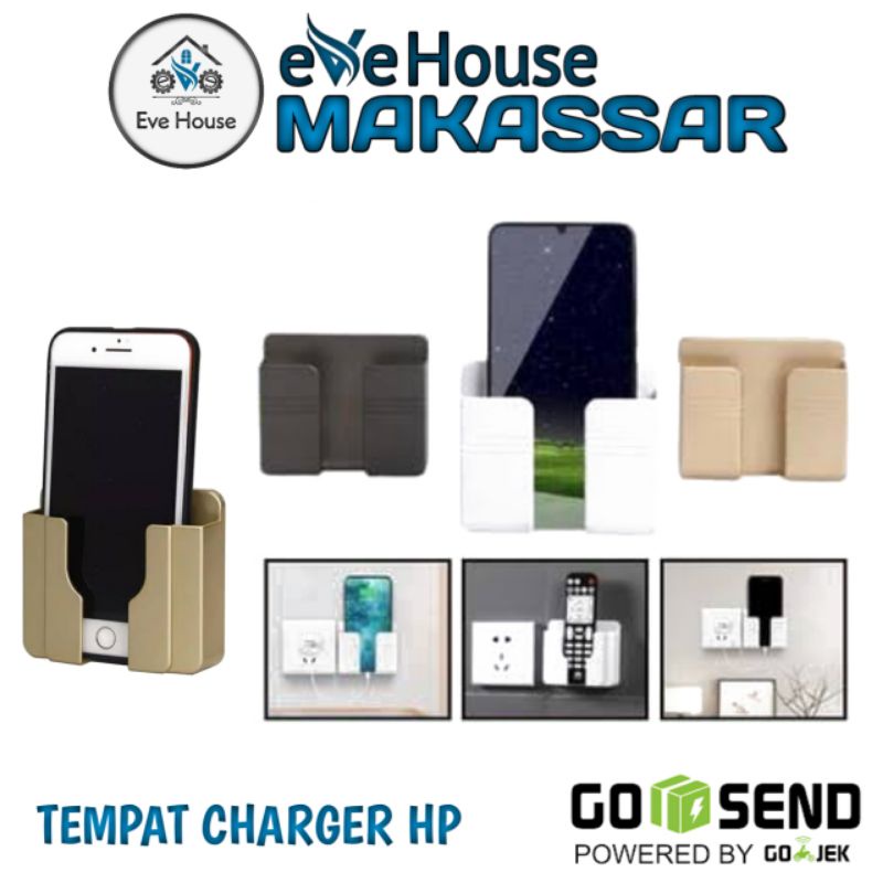 Makassar V119 Tempat charge handphone dinding holder hp cas tempat remote dinding