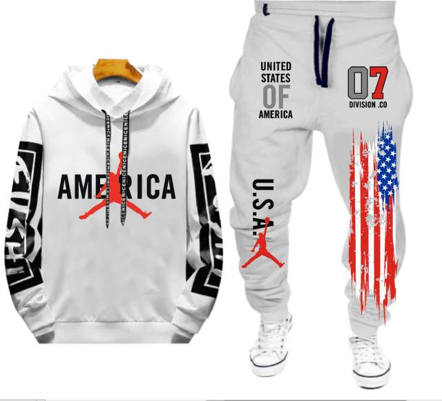 N_S Stelan Pria/Wanita 1Set Hoodie Panjang+Celana Jogger America_Jorden