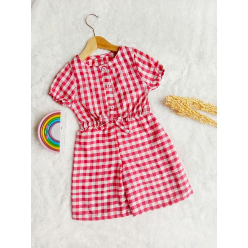 JUMPSUIT GINGHAM ANAK 2-4 Tahun Baby Syira