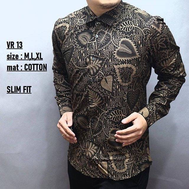 VR13 HEM KEMEJA BATIK PRIA SLIM FIT LENGAN PANJANG BEST SELLER