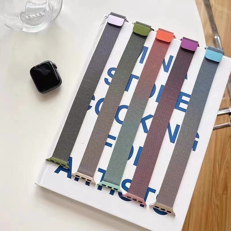 Gradient Color Milanese Watch Band For Aple Watch 8/ultra/7/6/5/4/3/2/1/SE Magnetic Stainless Steel Strap For Iwatch 38/40mm 42/44mm