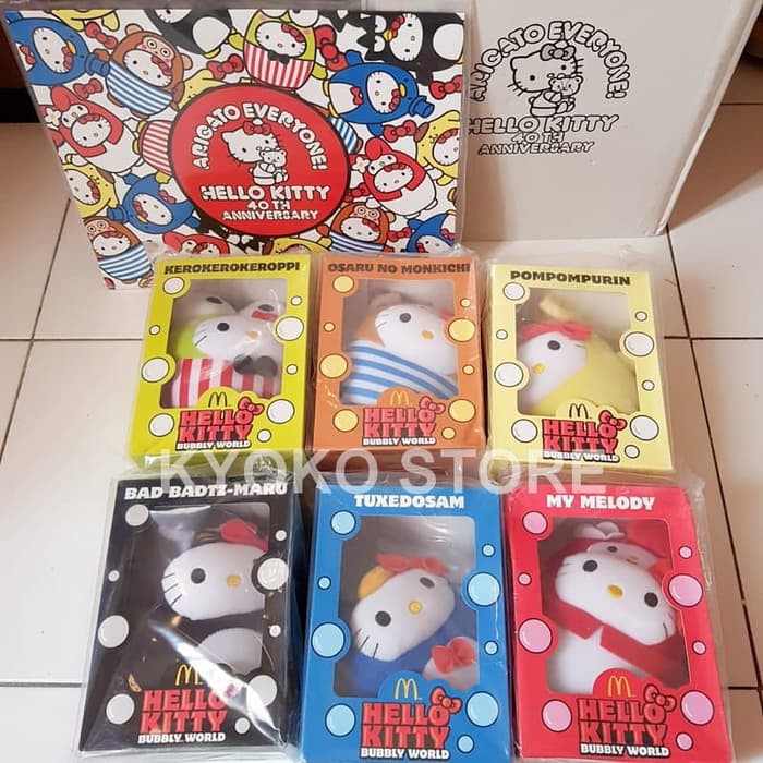 Boneka Hello Kitty Bubbly World McDonald 40th Anniversary Set of 6