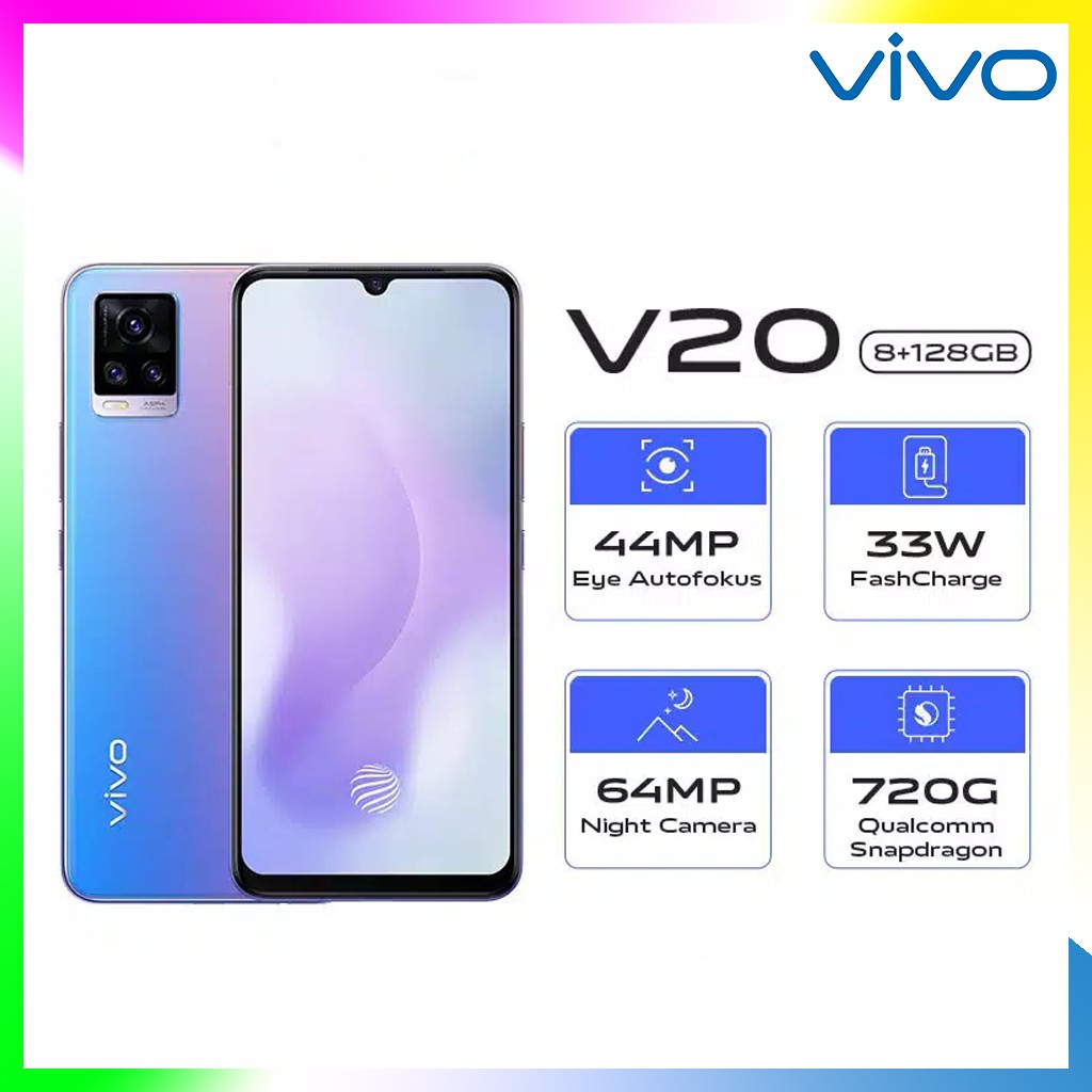 Vivo V20 8GB/128GB 2021 Sunset Melody - 44MP Eye Autofocus, Qualcomm® Snapdragon™ 720G