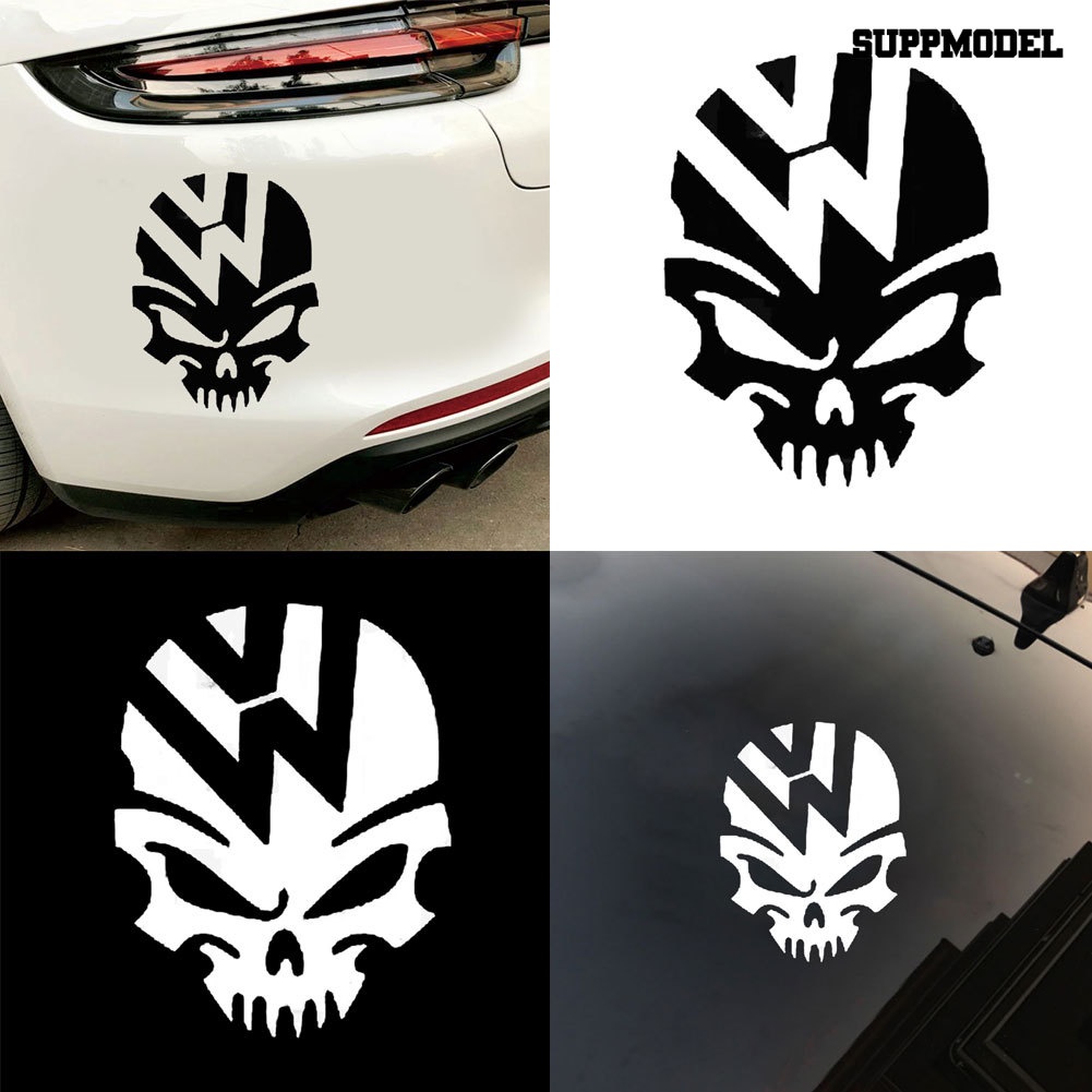 Stiker Reflektif Motif Tengkorak Kepala Lucu Untuk Body / Jendela Mobil VW