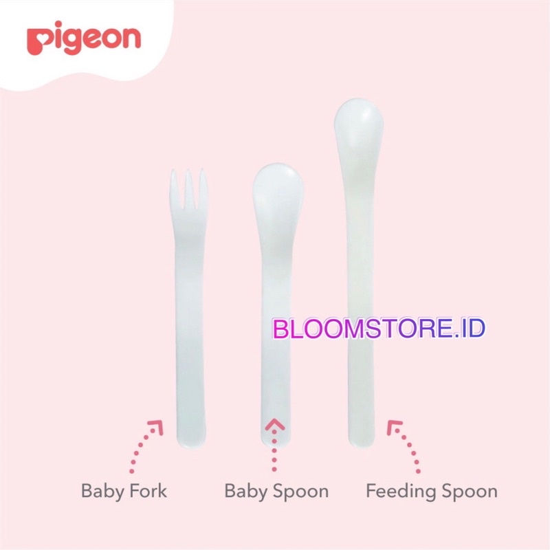 PIGEON Baby’s Baby First Spoon and &amp; Fork Set Sendok Garpu Bayi Alat Makan Mpasi Pertama Murah Promo Original Termurah