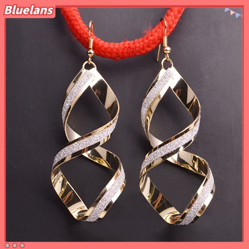 Bluelans Women Spiral Scrub Hook Dangle Earrings Wedding Engagement Bridal Jewelry Gift