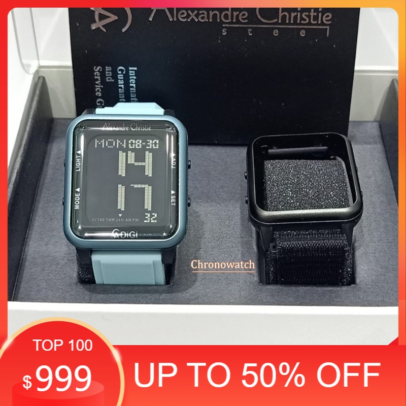 Jam Tangan Ori Wanita Alexandre Christie AC 9344 Digital Merah Rubber Jam Alexander 9344 Red Terbaru