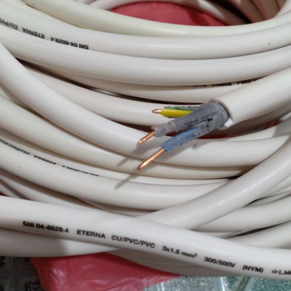 kabel listrik tembaga isi 3 x 1 5 mm   kabel kawat eterna nym 3x1 5mm  per meter 