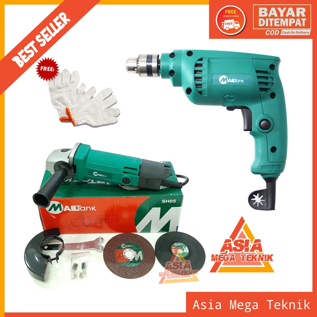 PAKET Hemat 3 ITEM Mesin Las 450 Watt RYU 120a Trafo Travo Las + Mesin Gerinda 4 inch + Bor Ryu 10mm spty mailtank,