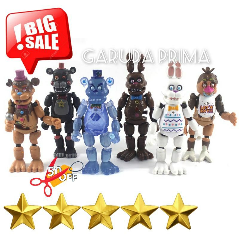 Mainan Five Night AT FridayS Action Figure With Light Movable Joints Fnat Bonnie Foxy Fredy