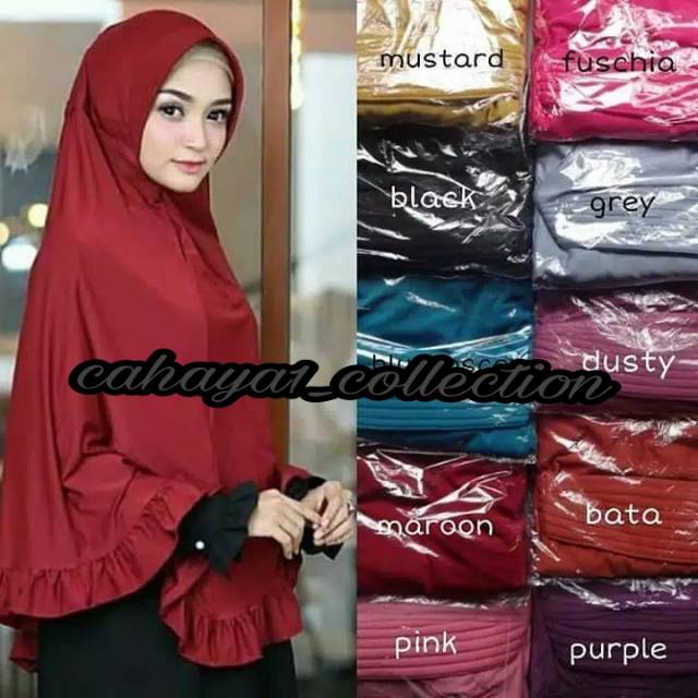 Hijab Instan Adzriah Variasi Rempel Bahan Jersey - Jilbab Syari Sopan - Khimar Jumbo Rempel