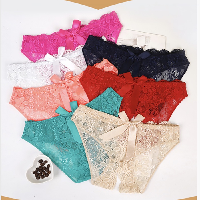 Sexy Lingerie open crotch Celana Dalam Wanita cd Bunga Renda bernapas thong 3C150