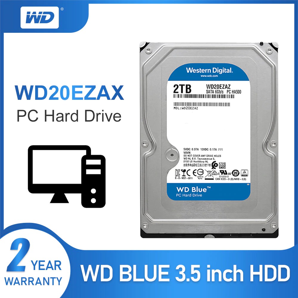 HDD WD 3.5 2TB BLUE RESMI ORIGINAL HARDISK