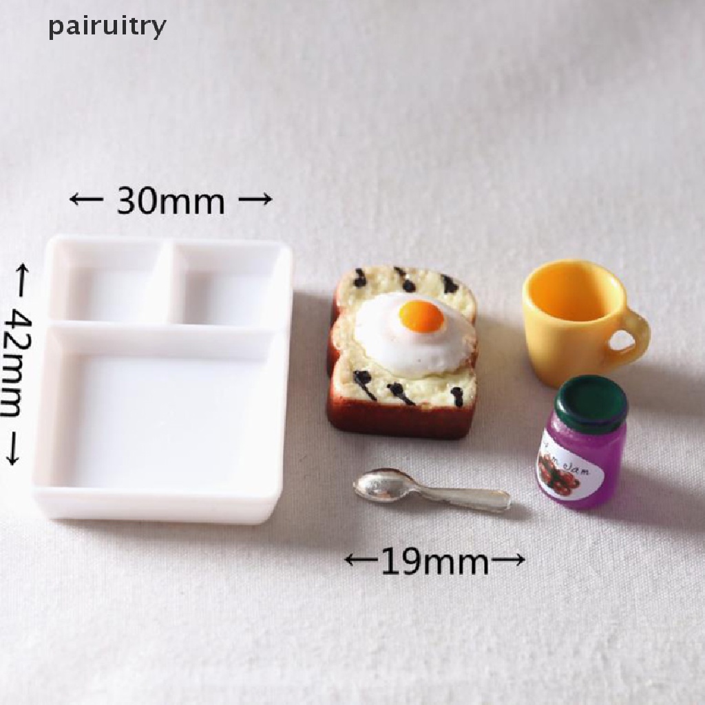 Prt 5pcs / set Mainan Miniatur Piring Selai / Roti / Sendok / Gelas Untuk Aksesoris Dapur Rumah Boneka PRT