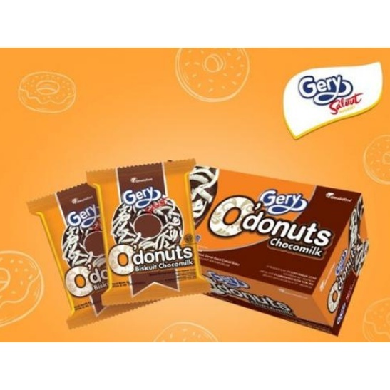 

BOX GERY O DONUTS CHOCOMILK ISI 24 PCS x 8 GRAM BISKUIT KUE DONAT SALUUT WAFER SNACK CEMILAN ANAK SEREAL GROSIR MURAH DONUT