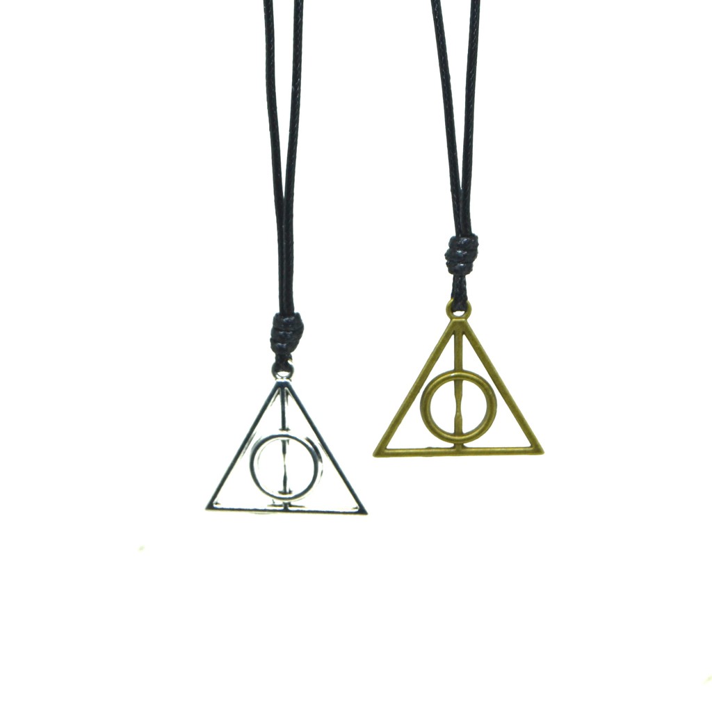 Kalung Tali Pria Titanium Liontin Harry Potter Deathly Hallows Keren