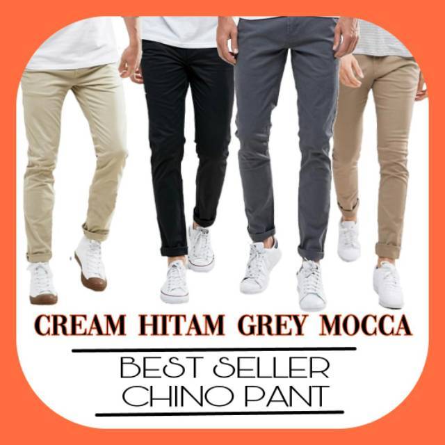  CELANA  Pria SLIMFIT Panjang chino  KERJA HARIAN HITAM MOCCA 