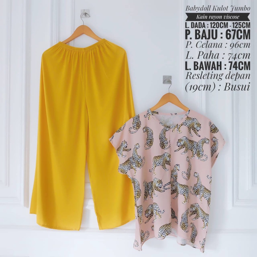 ONE SET BABYDOLL KULOT JUMBO KATUN RAYON VISCOSE  / PIYAMA RAYON / PAJAMAS / SETELAN KULOT (PART 1)