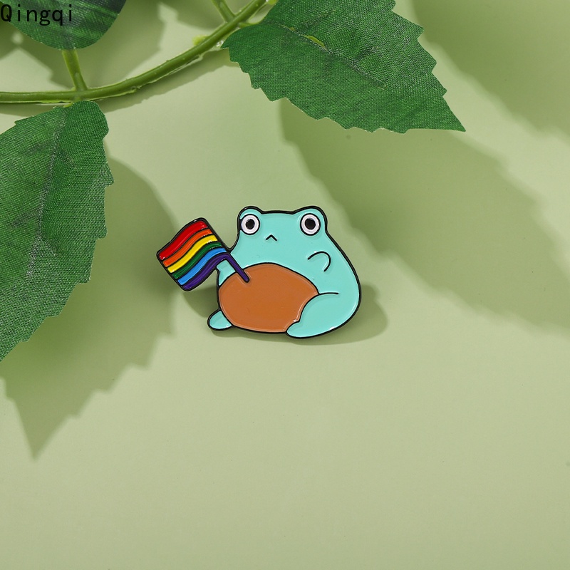 Bros Pin Enamel Desain Kartun Hewan Katak Pelangi Untuk Hadiah Teman
