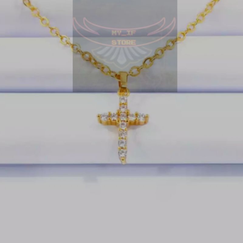 KALUNG TITANIUM LIONTIN SALIB ANTI KARAT / KALUNG SALIB TERBARU / KALUNG SALIB TERMURAH