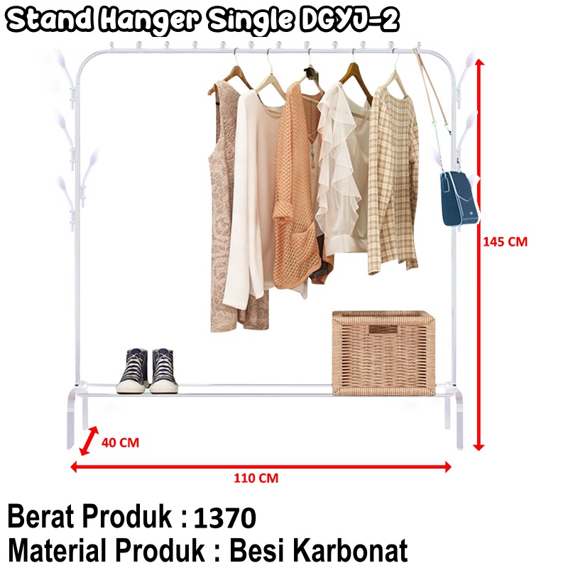 Gantungan Baju Rak Lemari Jemuran Stand Hanger Tempat Pakaian Sepatu Single