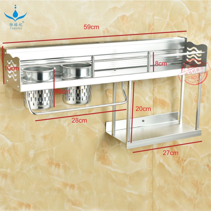 Rak Dinding Dapur Serbaguna rak dapur Gantung Minimalis rak dapur Aluminium 2 susun 584