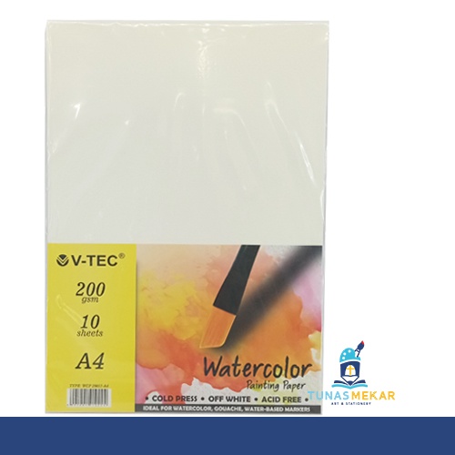 

V-tec Watercolour Paper A4 200gsm Cold Press - 10 Sheets