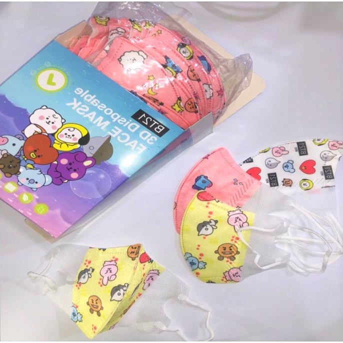 Masker Duckbill isi 50pcs/Box BAYI BATITA BTS BT21 KOREA IDOL FASHION DISPOSABLE MASK IMPORT Anti Virus