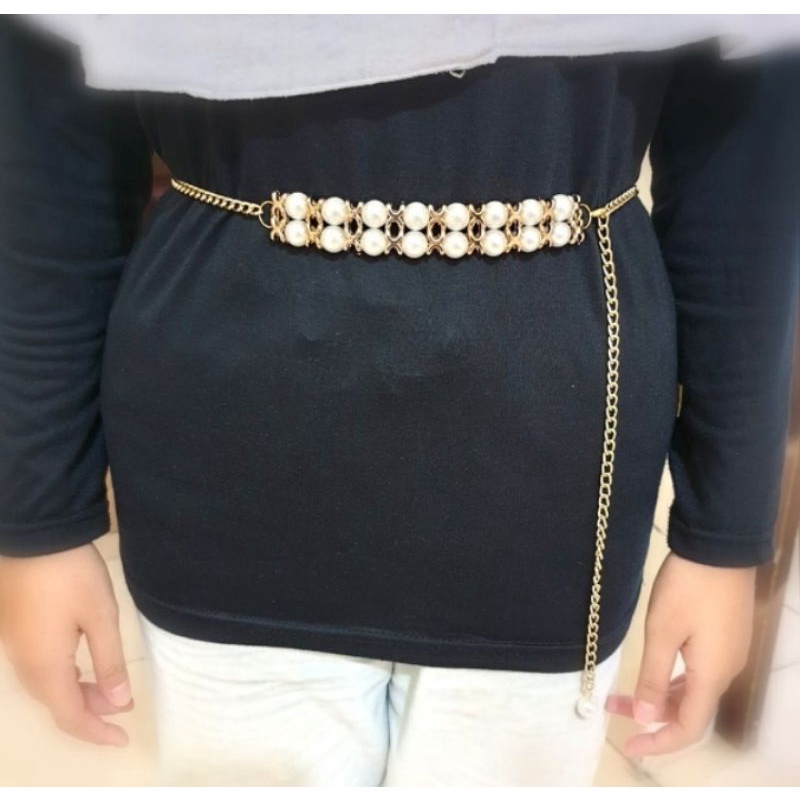 DLPNSTORE_99 - Mutiara Panjang / Ikat Pinggang Wanita Mutiara Rantai Oura / Gesper Sabuk Mutiara / S