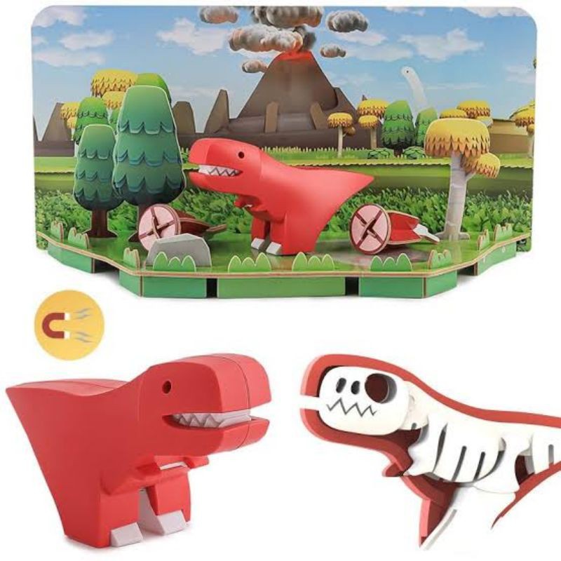 ORI original halftoys half toys mainan magnet puzzle 3D zoo hewan binatang animals animal hadiah elephant trex t-rex lion humpback whale ankylo diplo tricera para dino dinosaur stego saw shark sperm white hippo