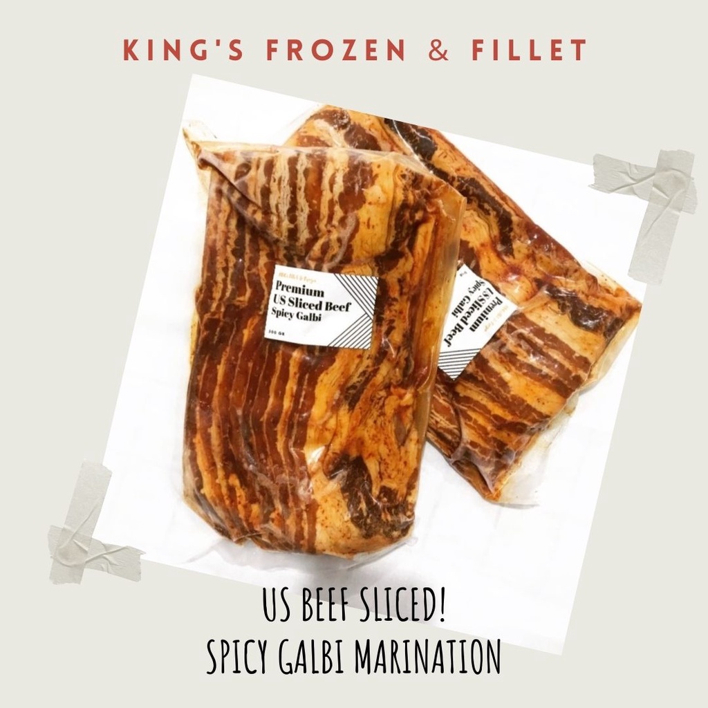 

KING'S Premium US Beef Sliced Spicy Galbi 500 gr | 1,8 - 2 mm thin | kemasan vaccum pack |