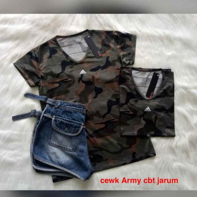 At59007- Ladies Kaos Army Wanita Cewek / Kaos Loreng Sport Ch4I46S