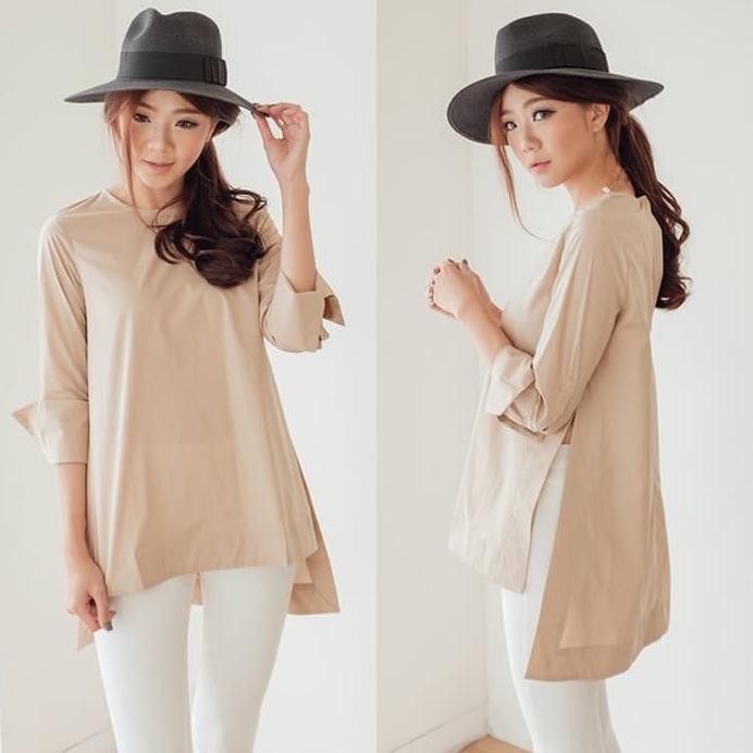 Baju Atasan Kerja Kemeja Putih Blouse Wanita Korea Import Tunic Jumbo