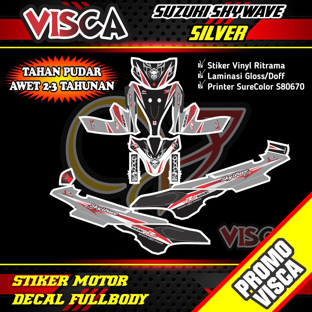 Decal Skywave 125 Full Body Stiker Skywave 125 Full Body Striping Skywave 125 Silver