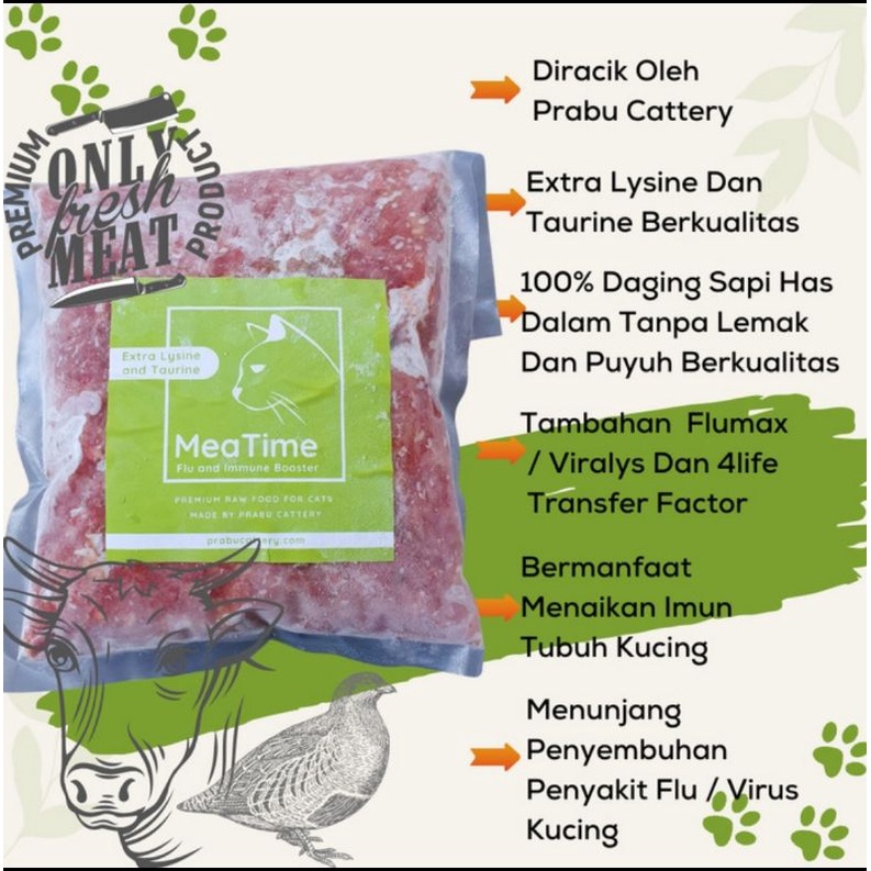 Meatime,Rawfood/MakananKucing,Flu+ImmuneBooster