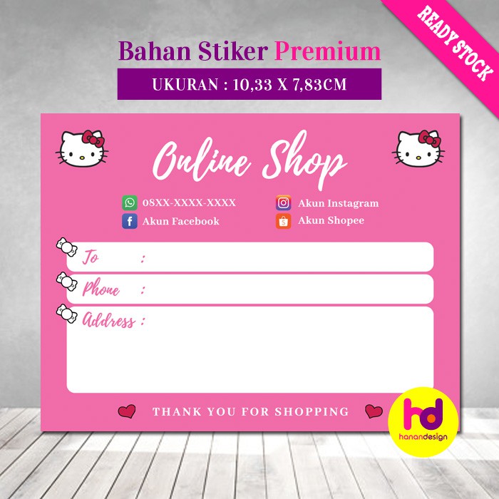 

Sticker Pengiriman Olshop Custom Shopee Murah Motif Hello Kitty