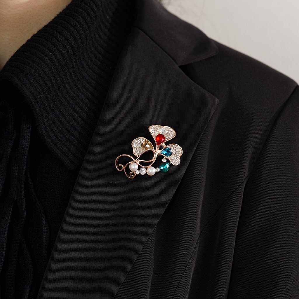 Bros Bentuk Bunga Aksen Mutiara Dan Berlian Imitasi Untuk Wanita