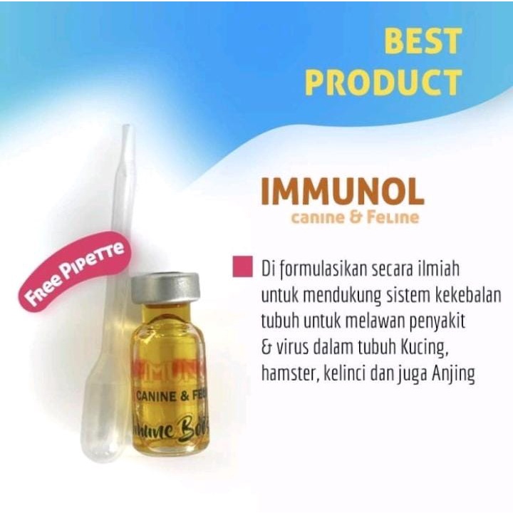 IMMUNOL 2ML vitamin bulu daya tahan tubuh obat flu virus kucing anjing