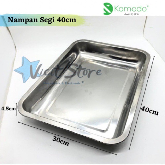 Nampan Stainless Persegi 40cm x 30cm Merk Komodo / Nampan Baki 40cm