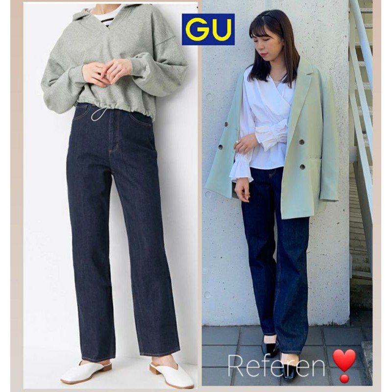 Gu HighWaist boot cut Denim Pants- Indigo