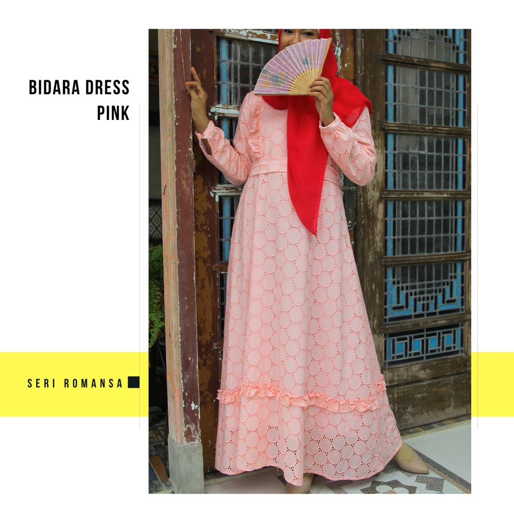 Bidara Pink - Gamis Long Dress Renda Katun - Retro Vintage Boho Chic