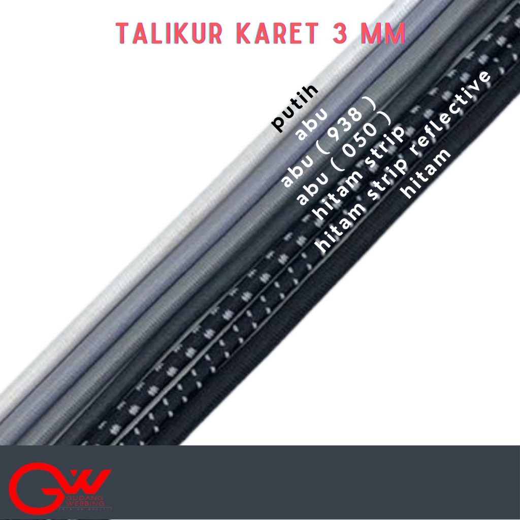 TALI MASKER - TALI KARET - TALI KUR KARET 3MM (bungkus)