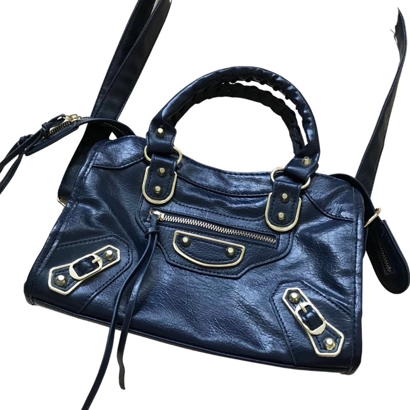 Balenciaga mini sling cross-body hand bag (Ala) navy blue