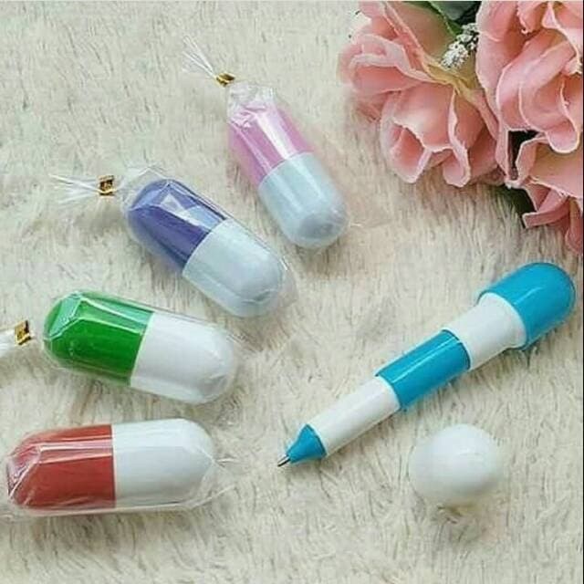 

Pulpen Pena Kapsul / Pena Unik Kapsul Emo / Ballpen Vitamin