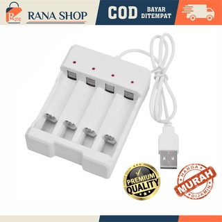 Charger Baterai USB Plug 4 slot for AA/AAA